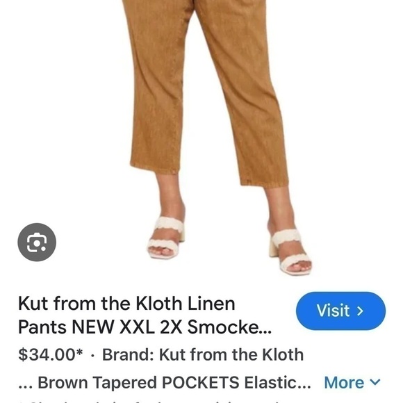 NWT cut from the cloth smocked draw cord pant with pork chop brown – 3X - Picture 5 of 10